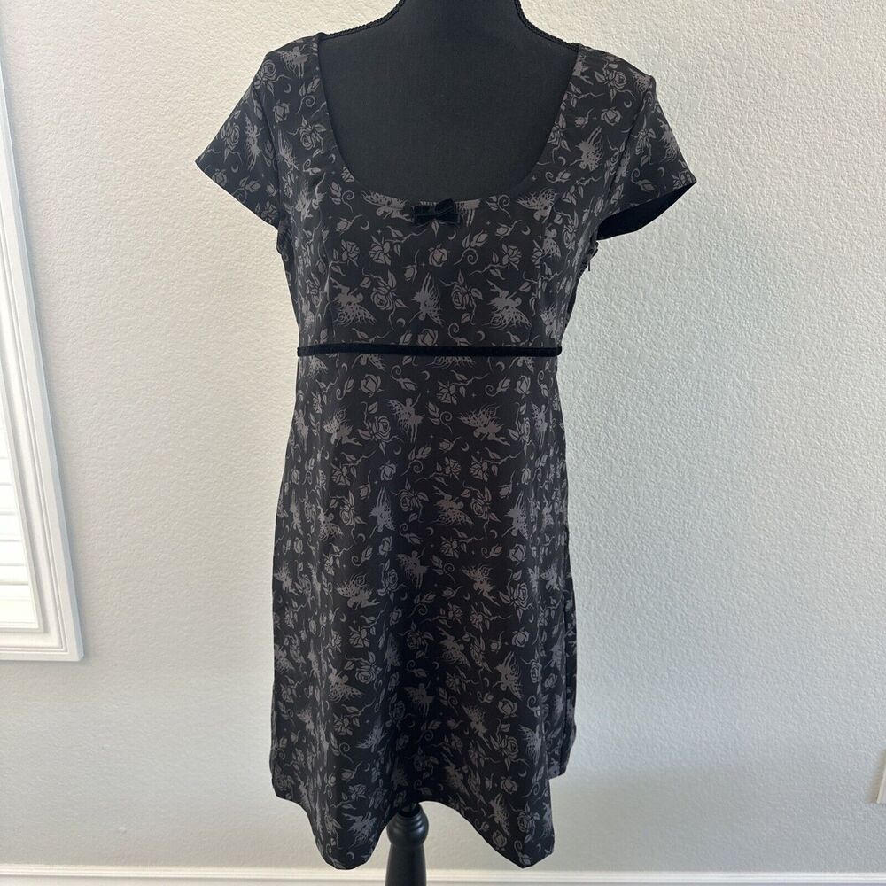 HOT TOPIC THORN & FABLE Medium Rose Fairy Empire Seam Dress Black Goth Emo